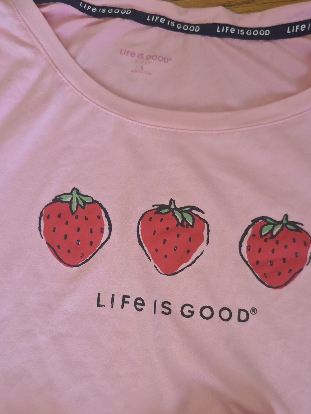 Life is Good Women's Pink Strawberry Sleep Set - Picture 3 of 3